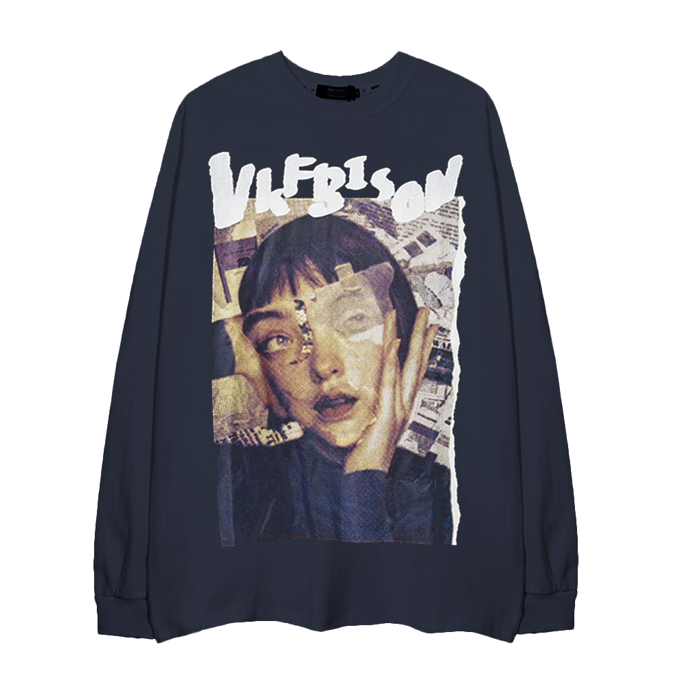 Newspaper Splicing Sense Long-Sleeve Shirt