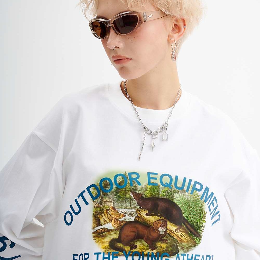 Outdoor Forest Print Sweatshirt