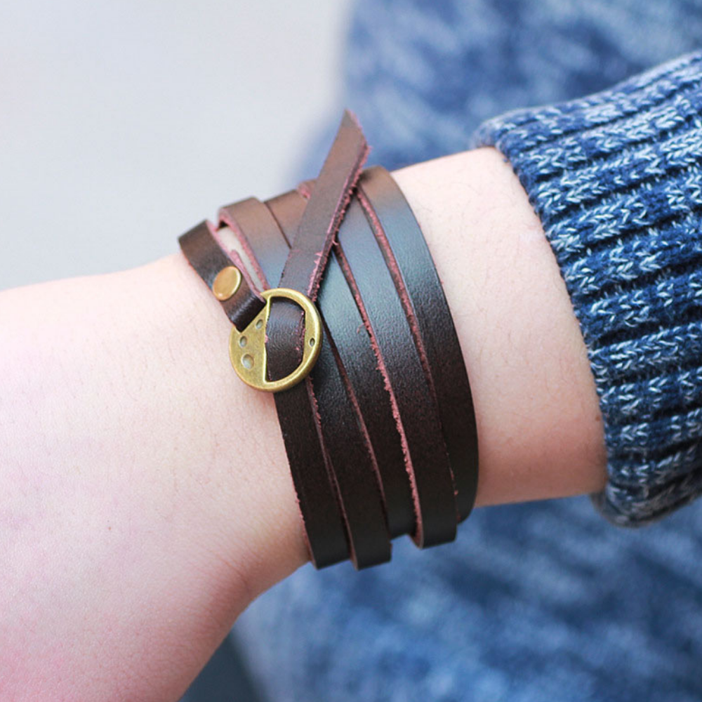 Punk Embossed Leather Bracelet