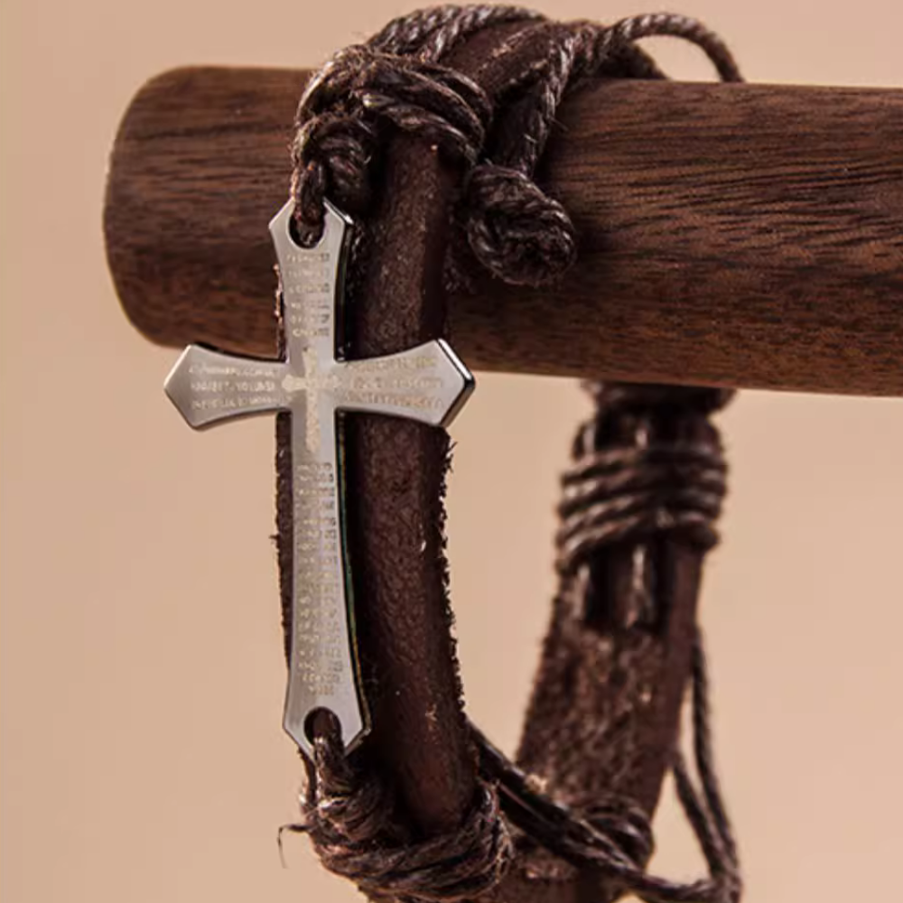Retro Cross Leather Bracelet