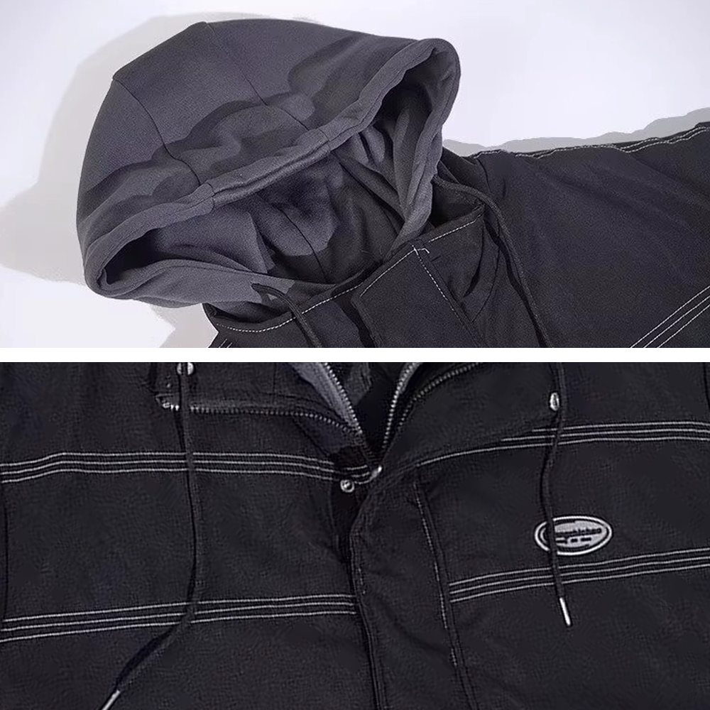 retro Contrast Color Fake Two Pieces Coat