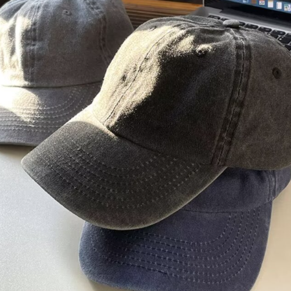 Retro Solid Color Washed Denim Cap