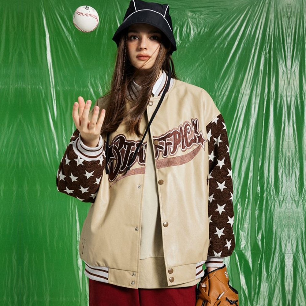 Street Star PU Stitching Varsity Jacket
