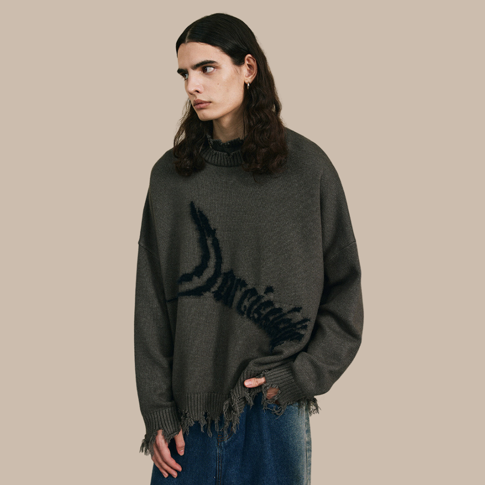 Moon Flocked Turtle Neck Sweater