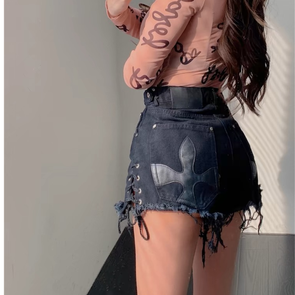 Women's Hot Girl Cross Black Shorts