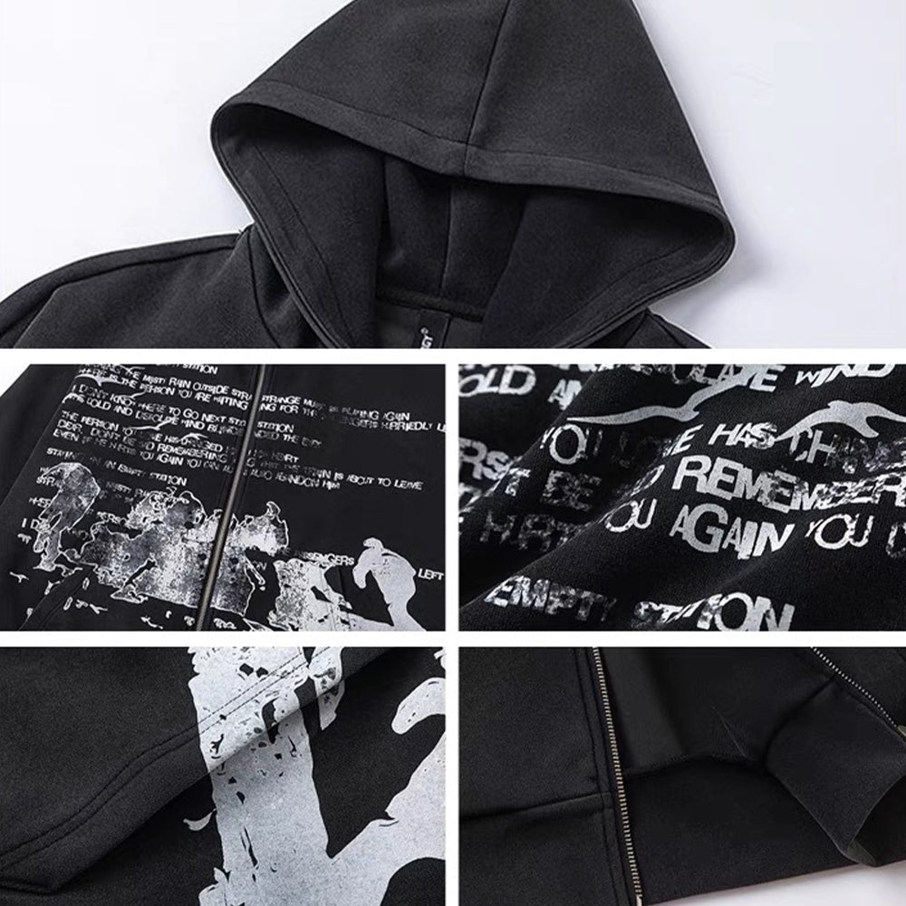 High Street Hip Hop Retro Print Hoodie