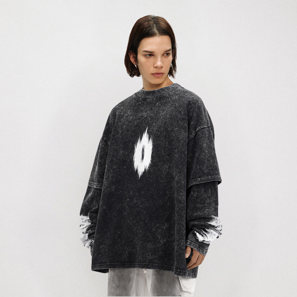 Washed Flame Print Sweatshirt