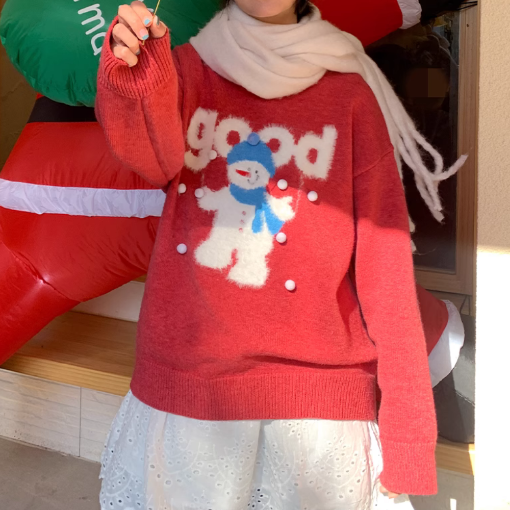 Women's Snowman Crew Neck Sweater