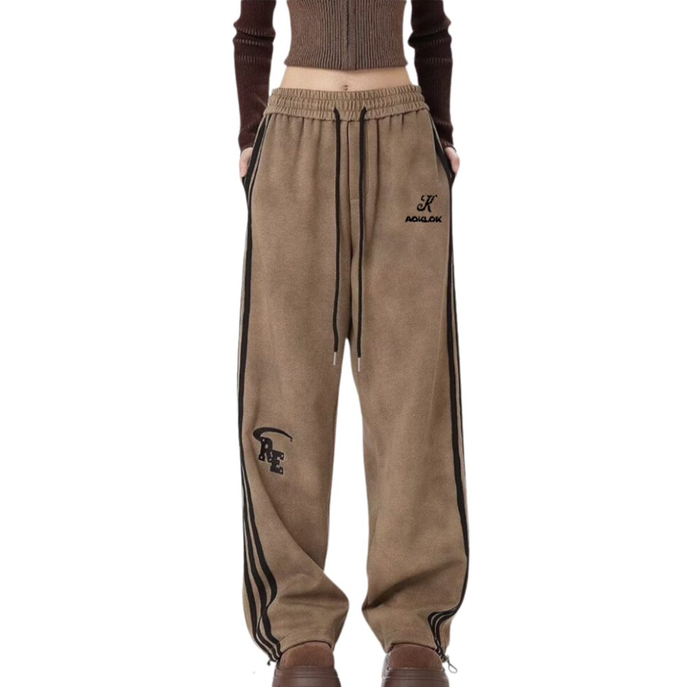 Gradient Suede Straight-Leg Sweatpant