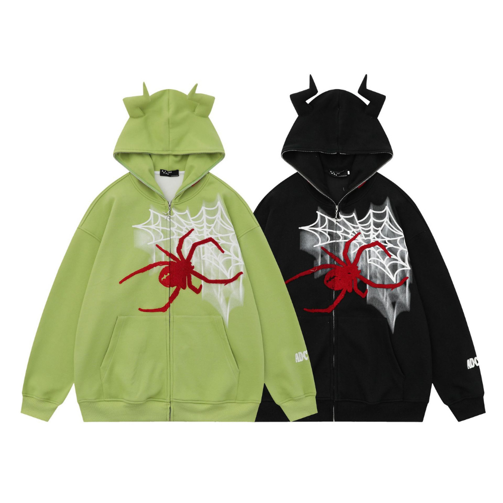 Monster Spider Letter Embroidered Hoodie