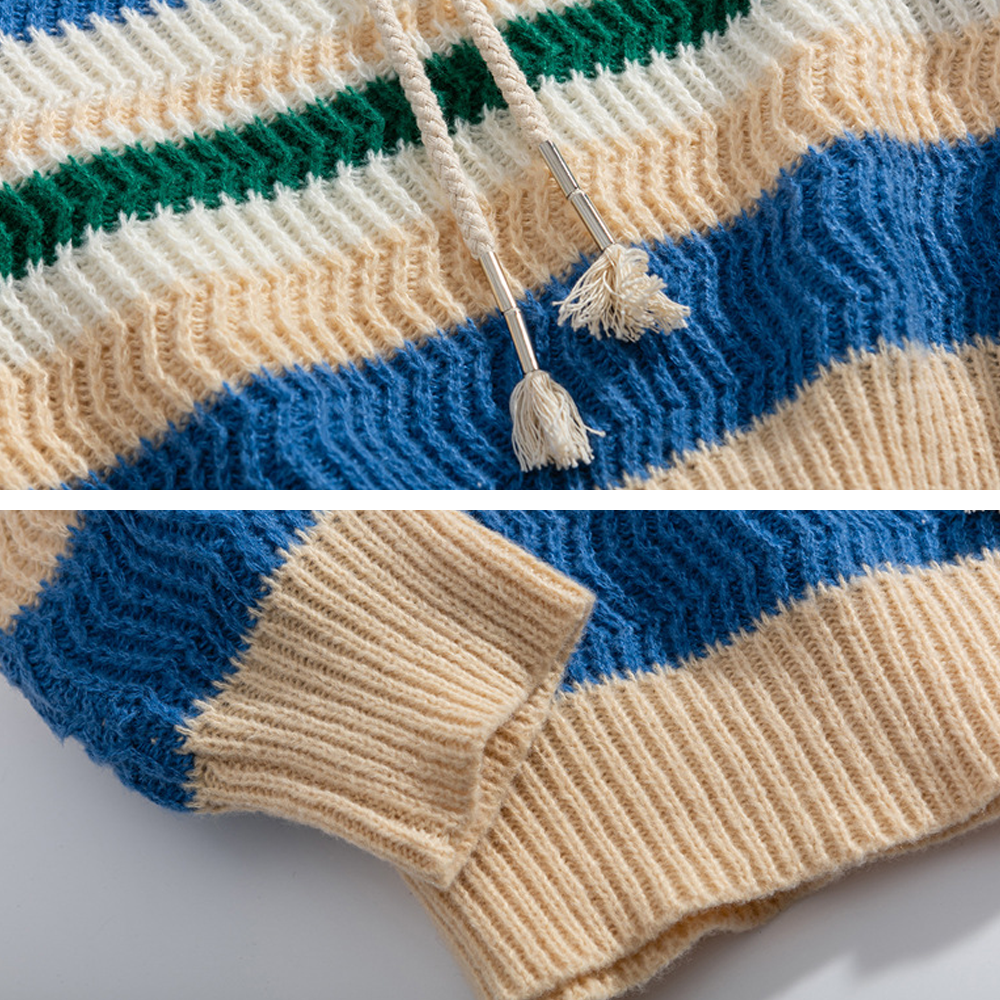 Japanese Rainbow Striped Polo Sweater
