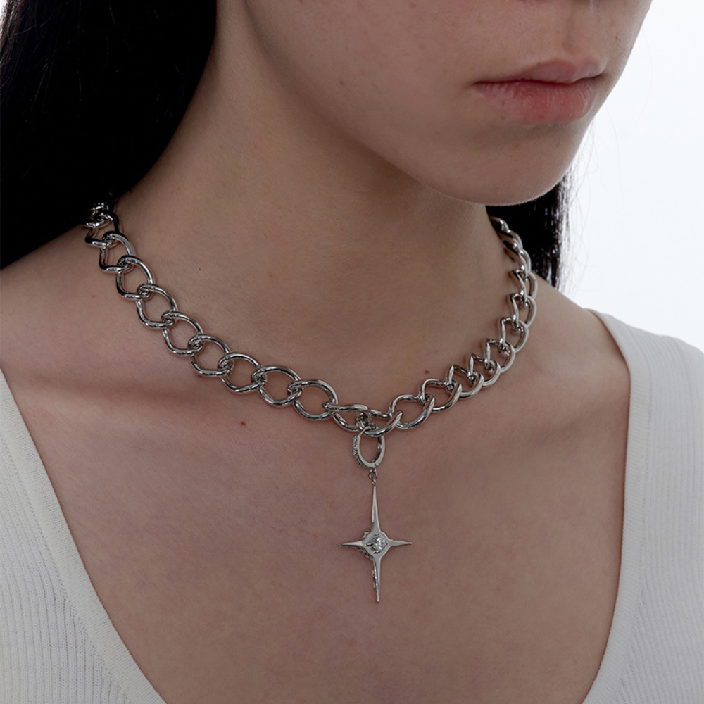 Dark Cross Star Necklace