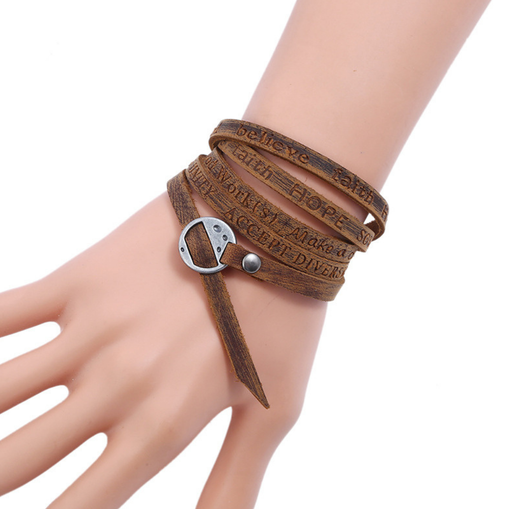 Punk Embossed Leather Bracelet
