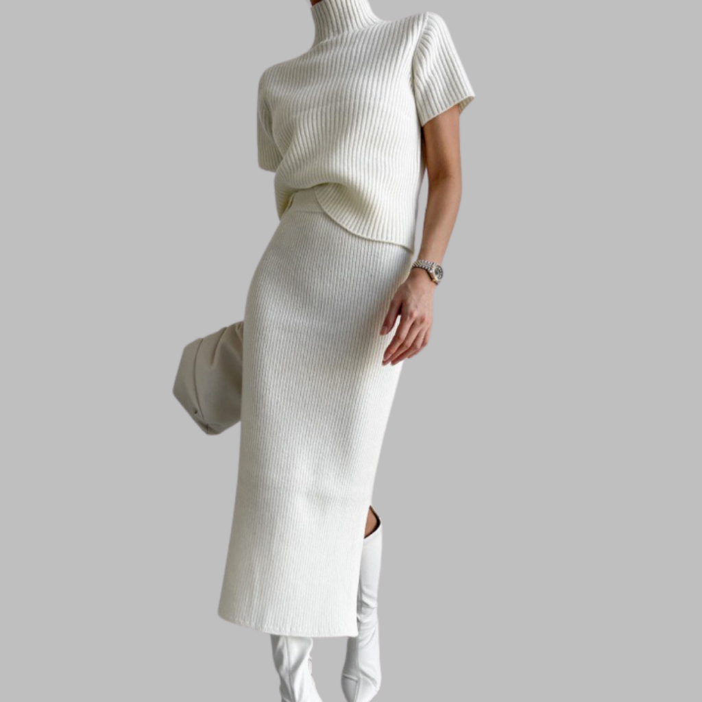 Women's Solid Color Turtleneck Knit Suit