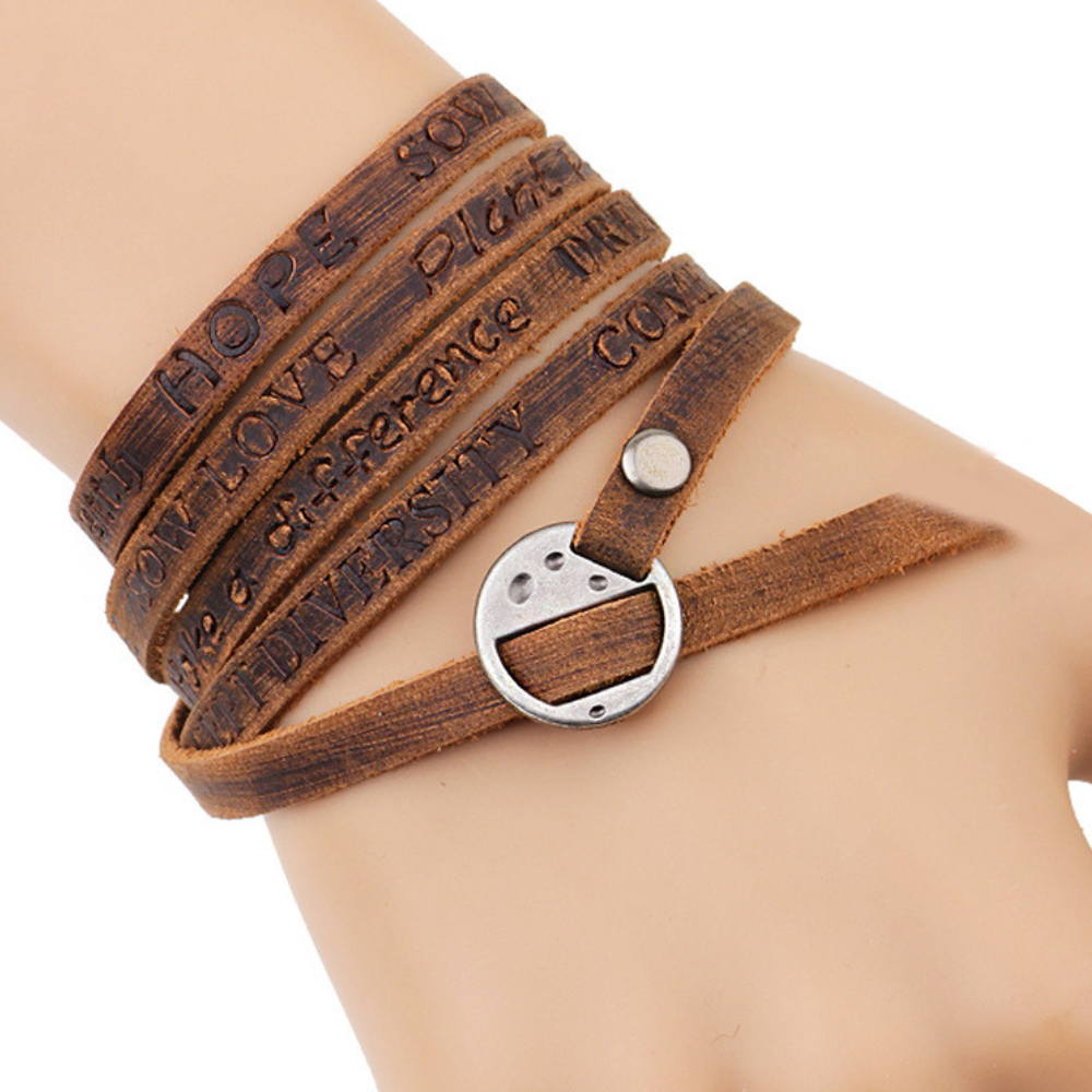 Punk Embossed Leather Bracelet