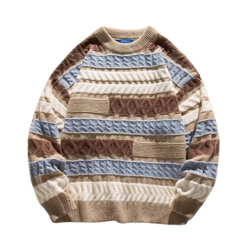 Casual Irregular Contrast Color Crew Neck Sweater