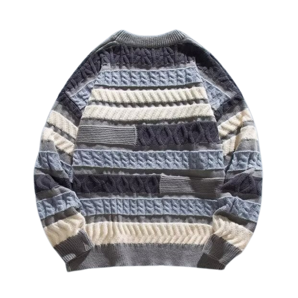 Casual Irregular Contrast Color Crew Neck Sweater