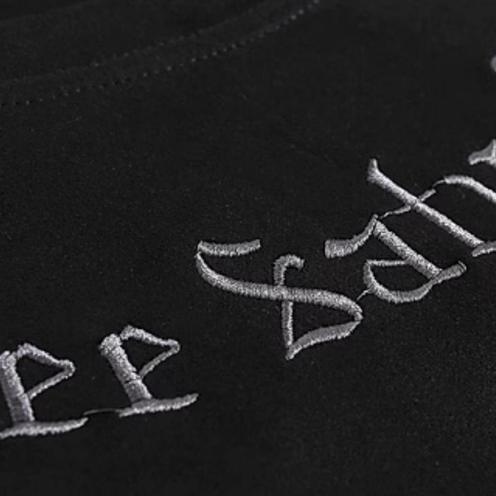 Suede Embroidered Letter T-Shirt