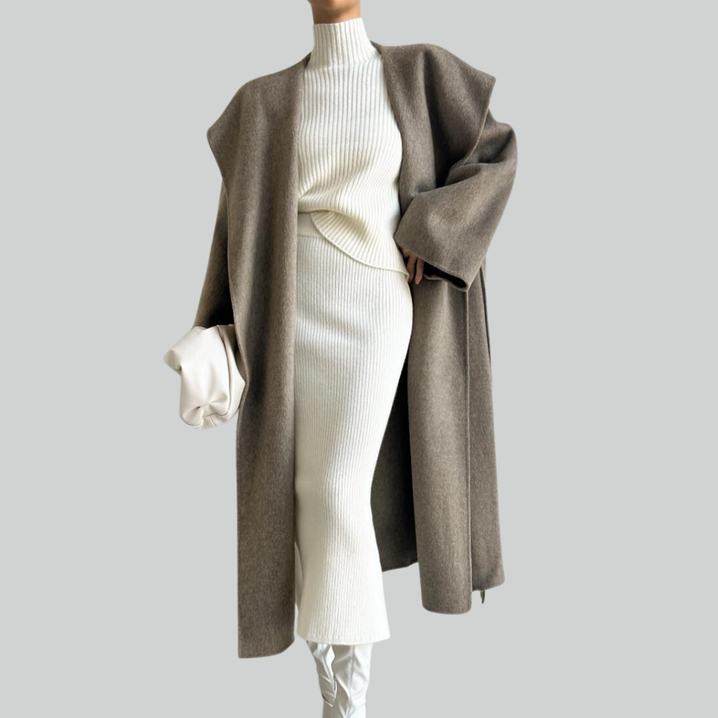 Women's Solid Color Turtleneck Knit Suit