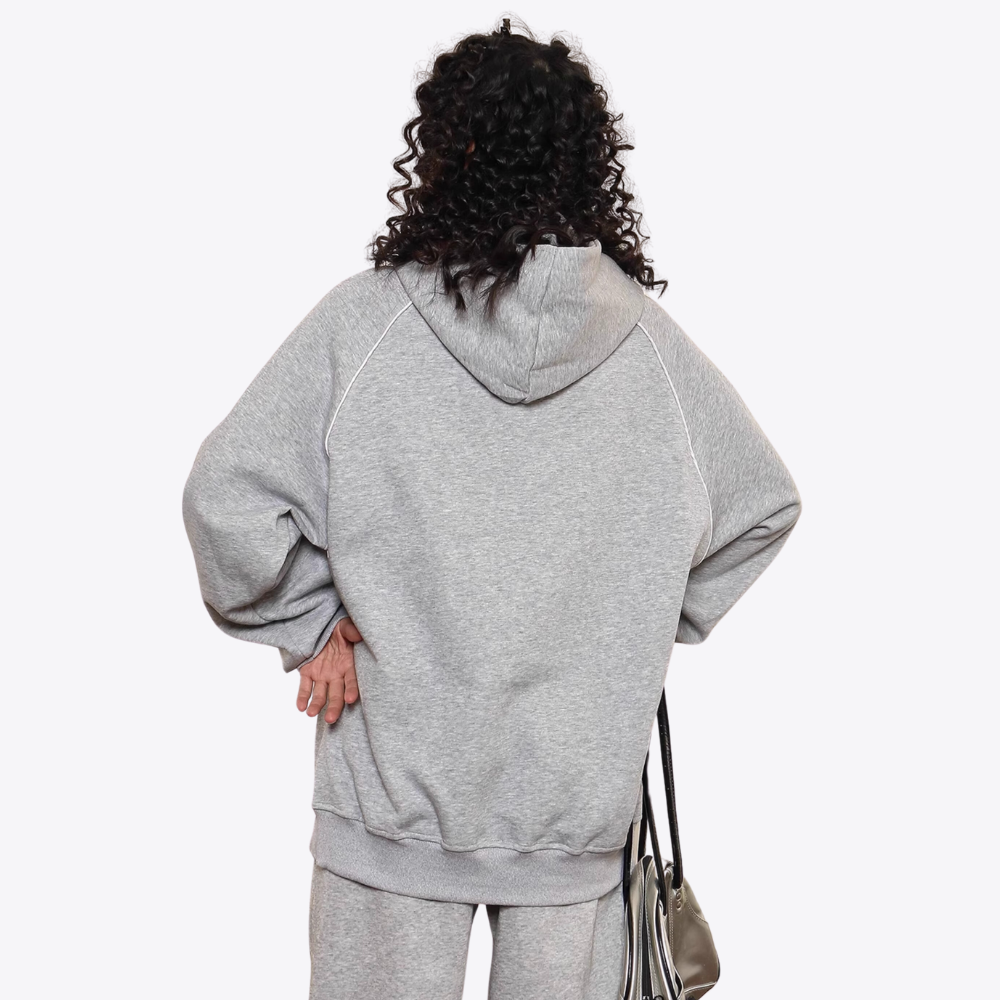 Contrast Color Line Embroidery Hoodie