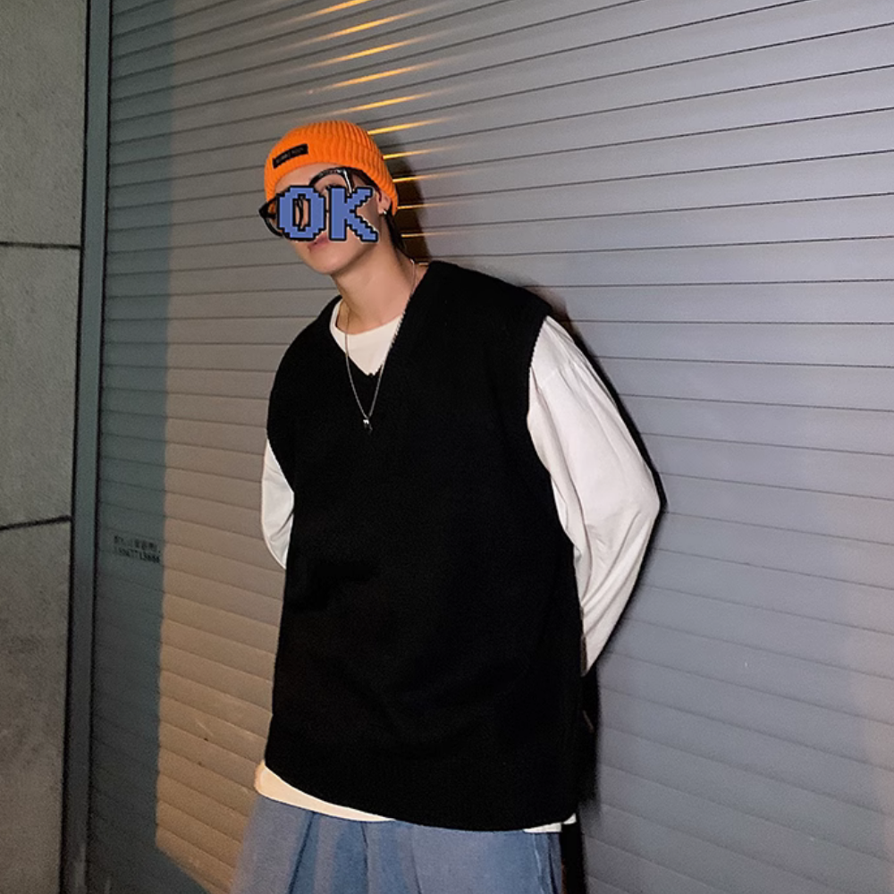 Solid V-Neck Knitted Vest