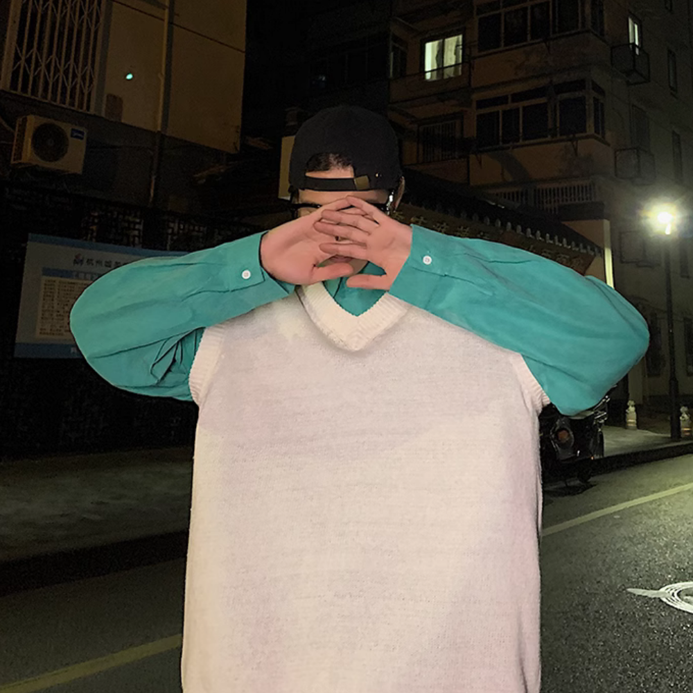 Solid V-Neck Knitted Vest