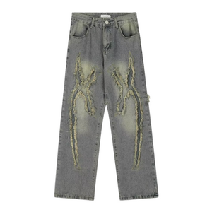 High Street Brushed Denim Patchwork Jeans