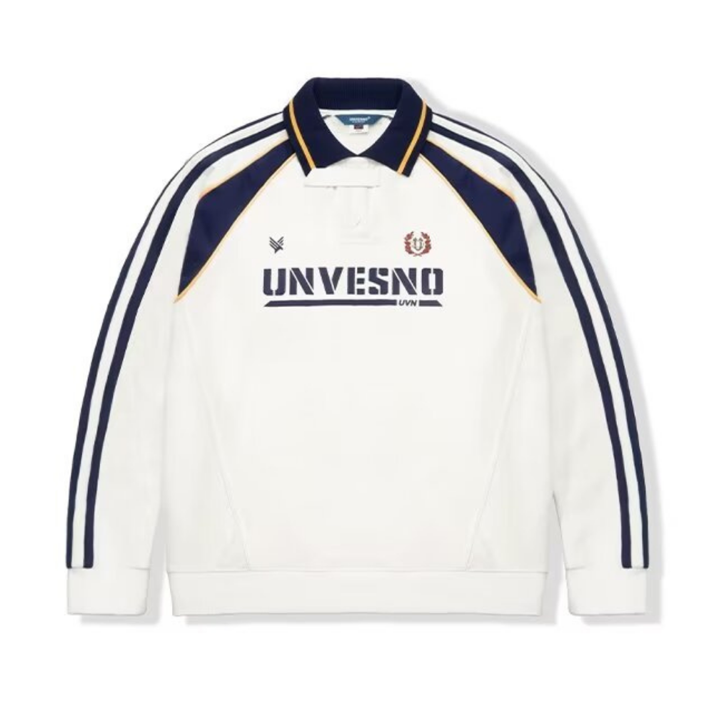 Sport Striped Raglan Sleeve Polo Sweatshirt