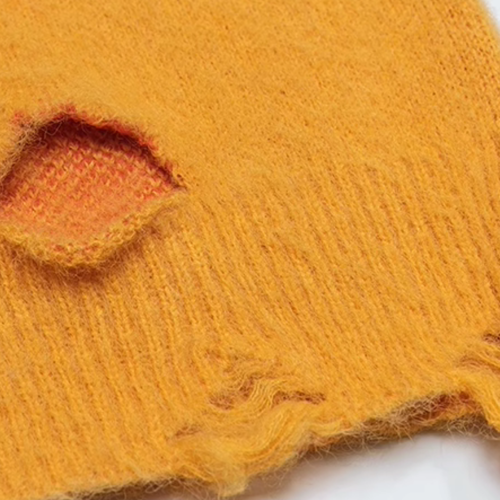 Distressed Mohair Letter Sweater