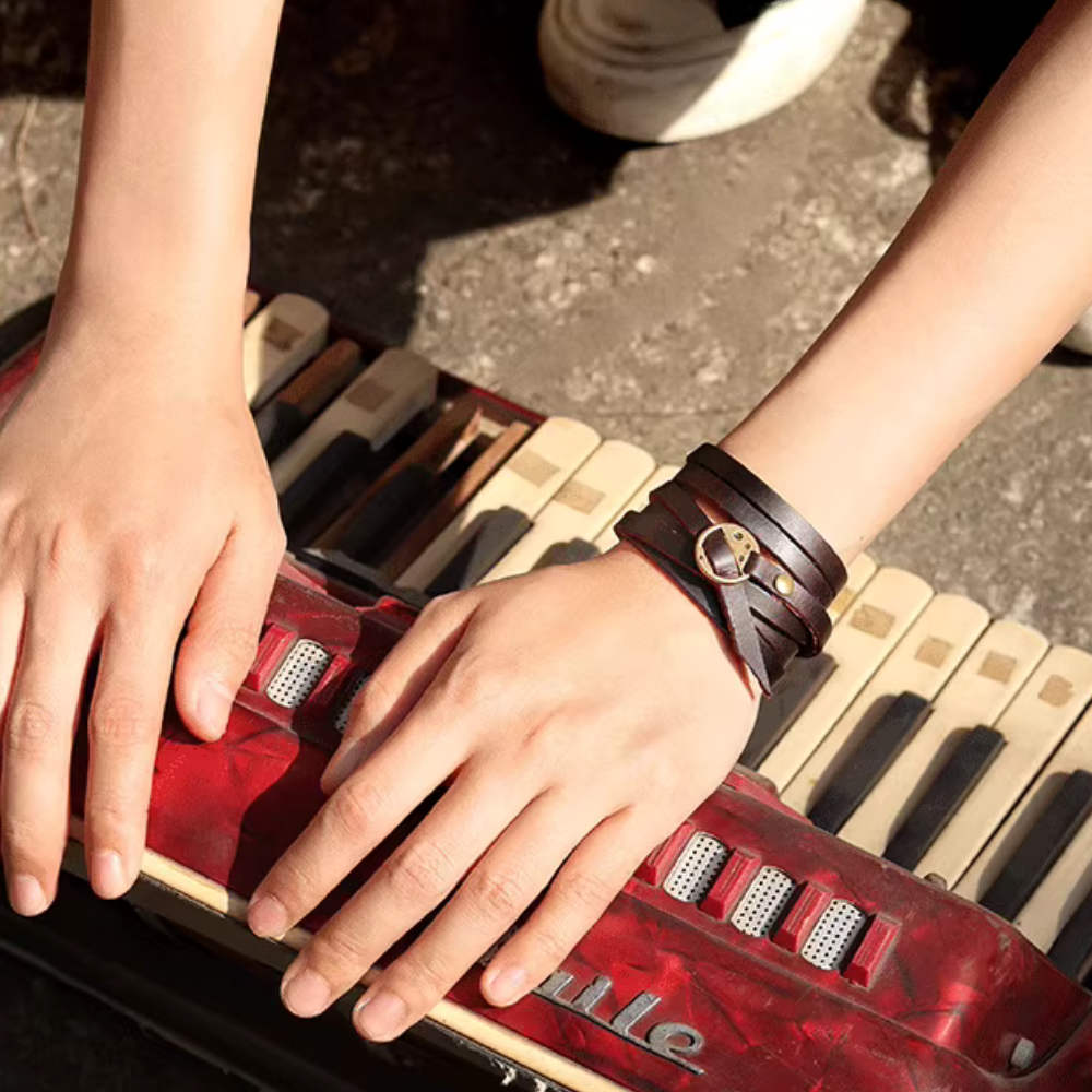 Punk Embossed Leather Bracelet