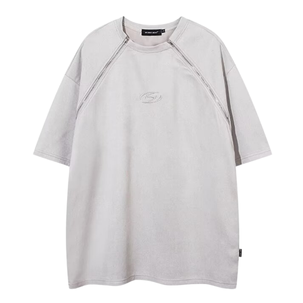 American Double Zip Suede T-Shirt