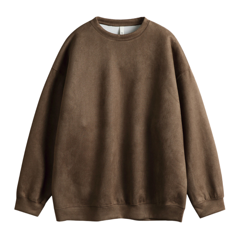 Solid Color Suede Sweatshirt
