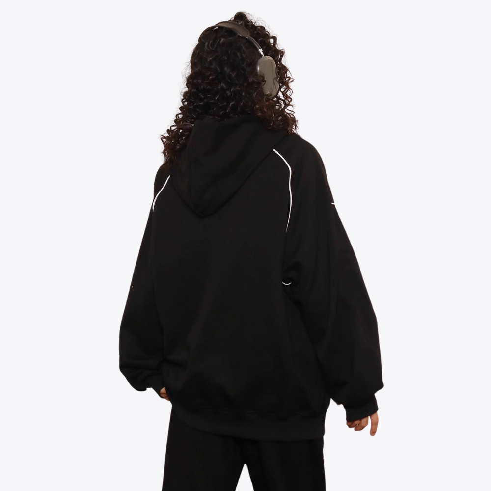 Contrast Color Line Embroidery Hoodie