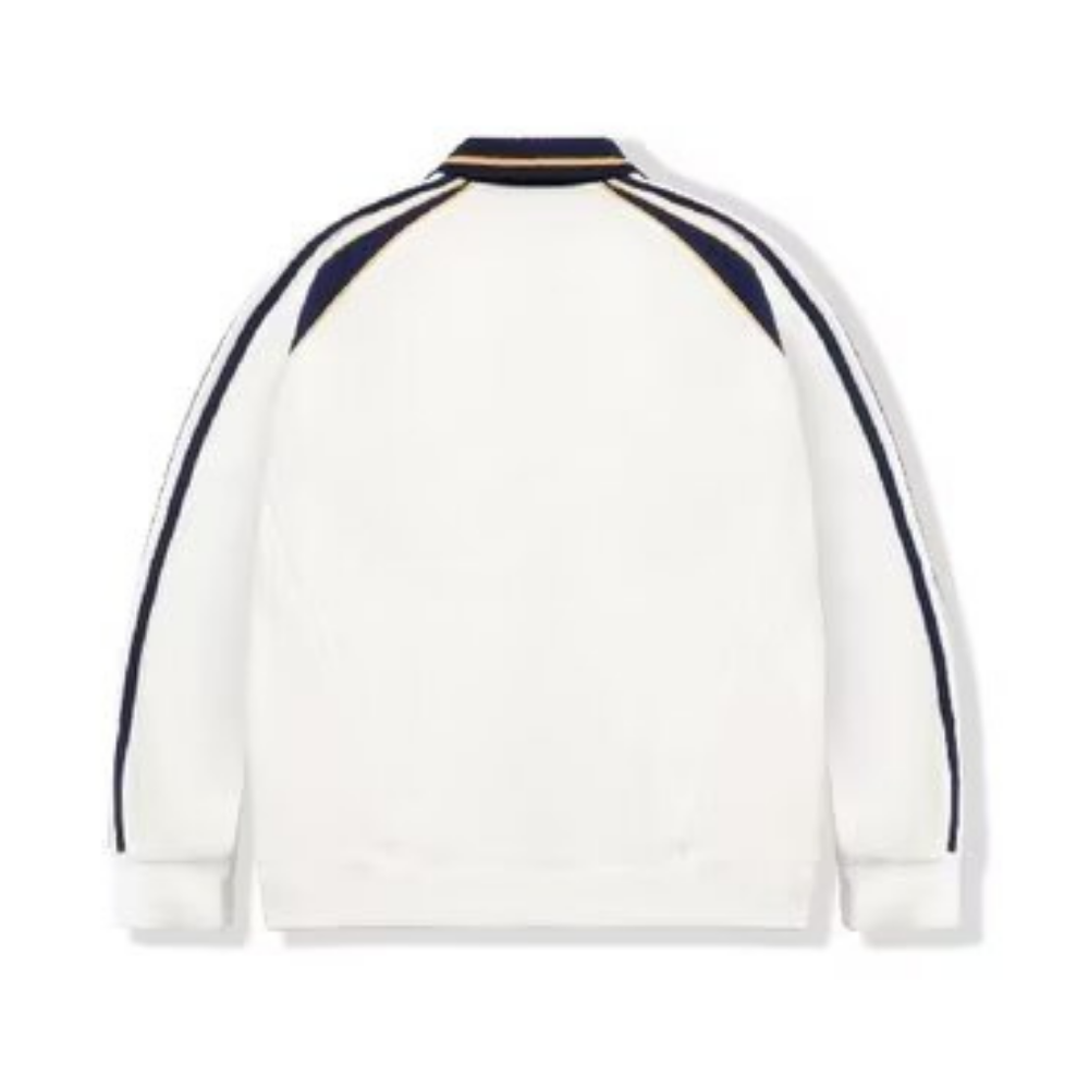 Sport Striped Raglan Sleeve Polo Sweatshirt