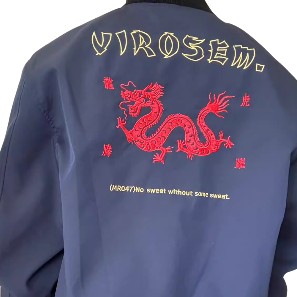 Classic Dragon Embroidered Bomber Jacket
