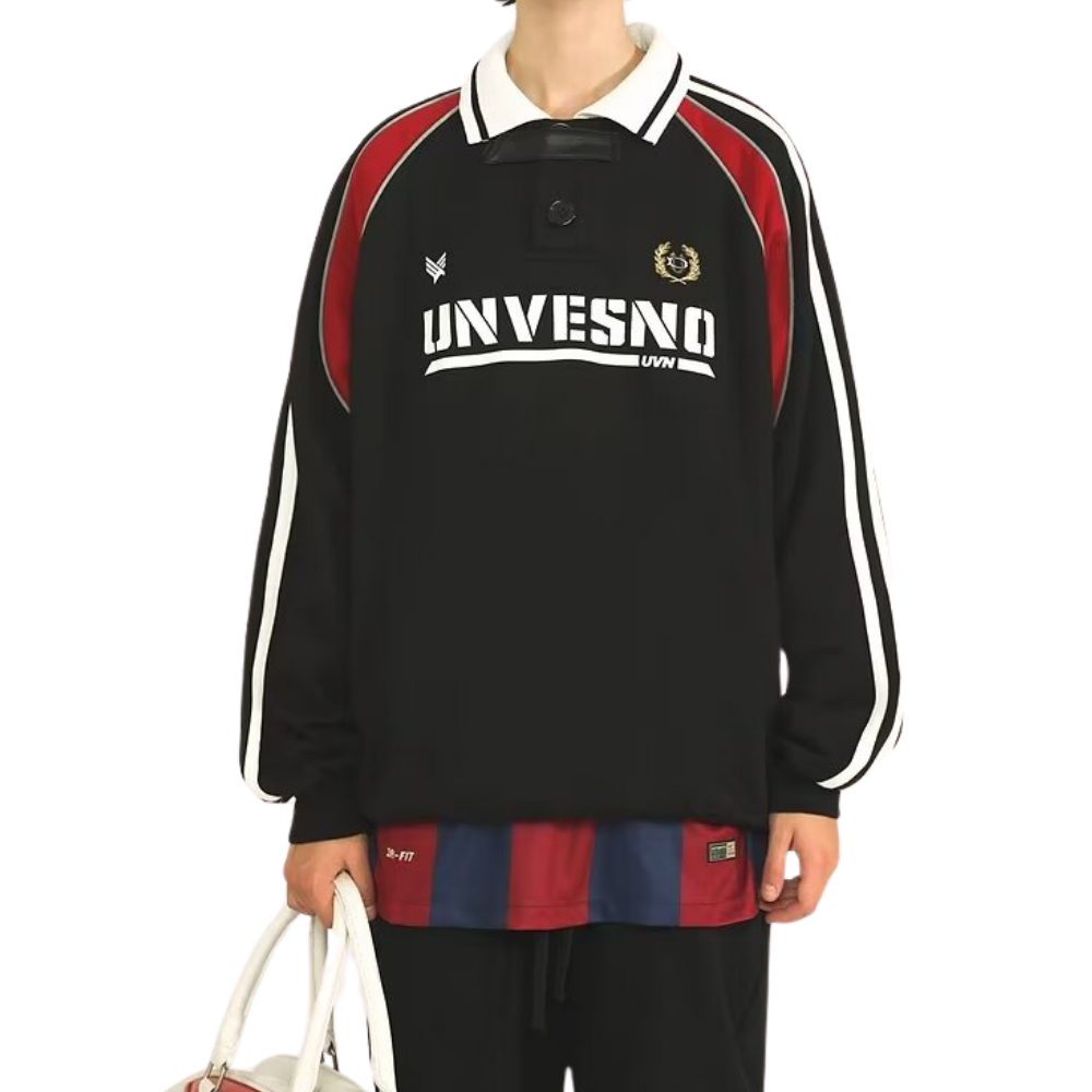 Sport Striped Raglan Sleeve Polo Sweatshirt