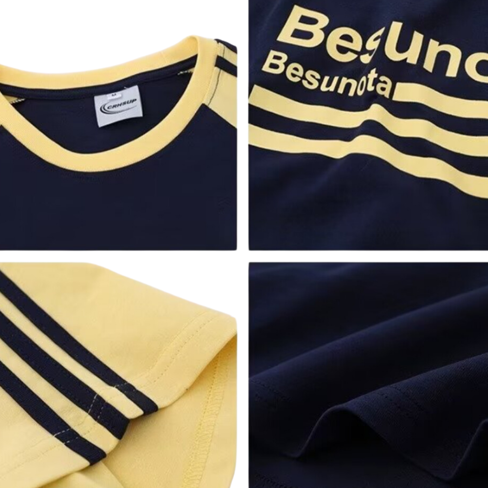 Retro Right Shoulder Contrast T-shirt