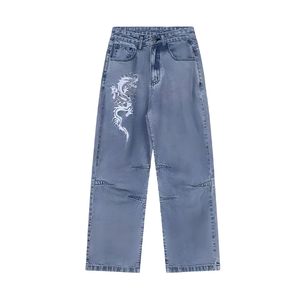 BAGGOUT Street Letters Dragon Embroidered Jeans