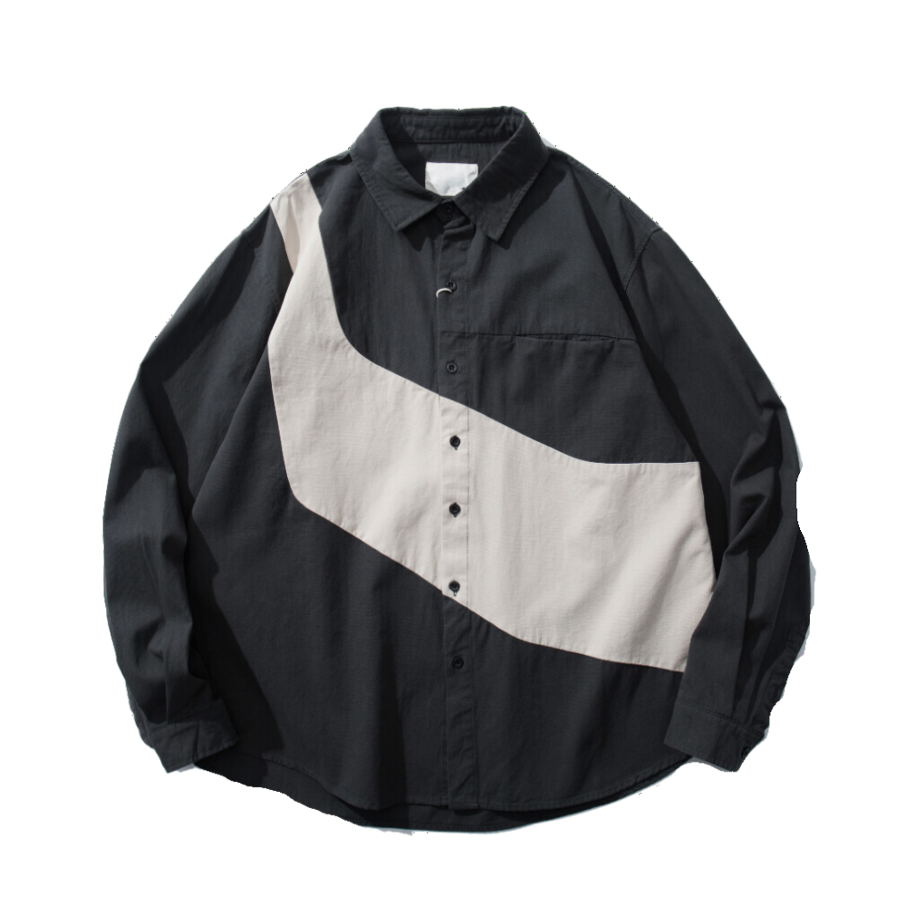 Preppy Irregular Contrast Color Shirt