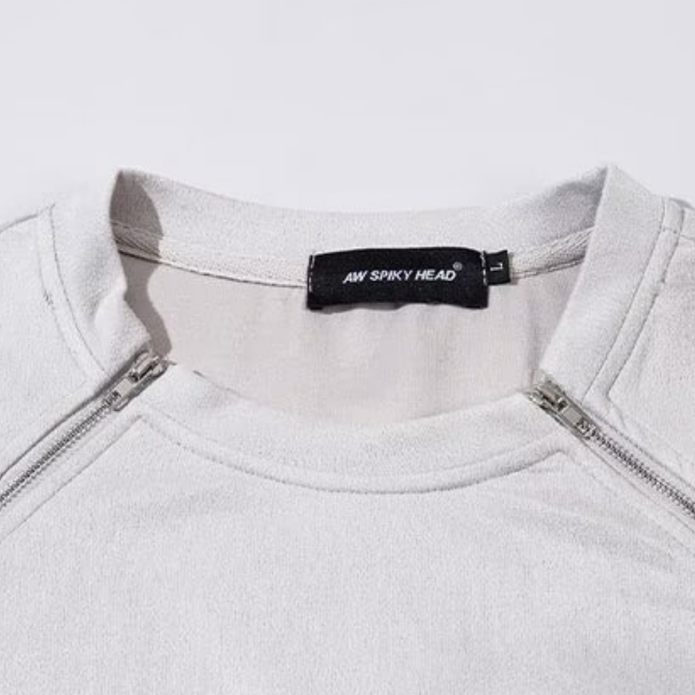 American Double Zip Suede T-Shirt