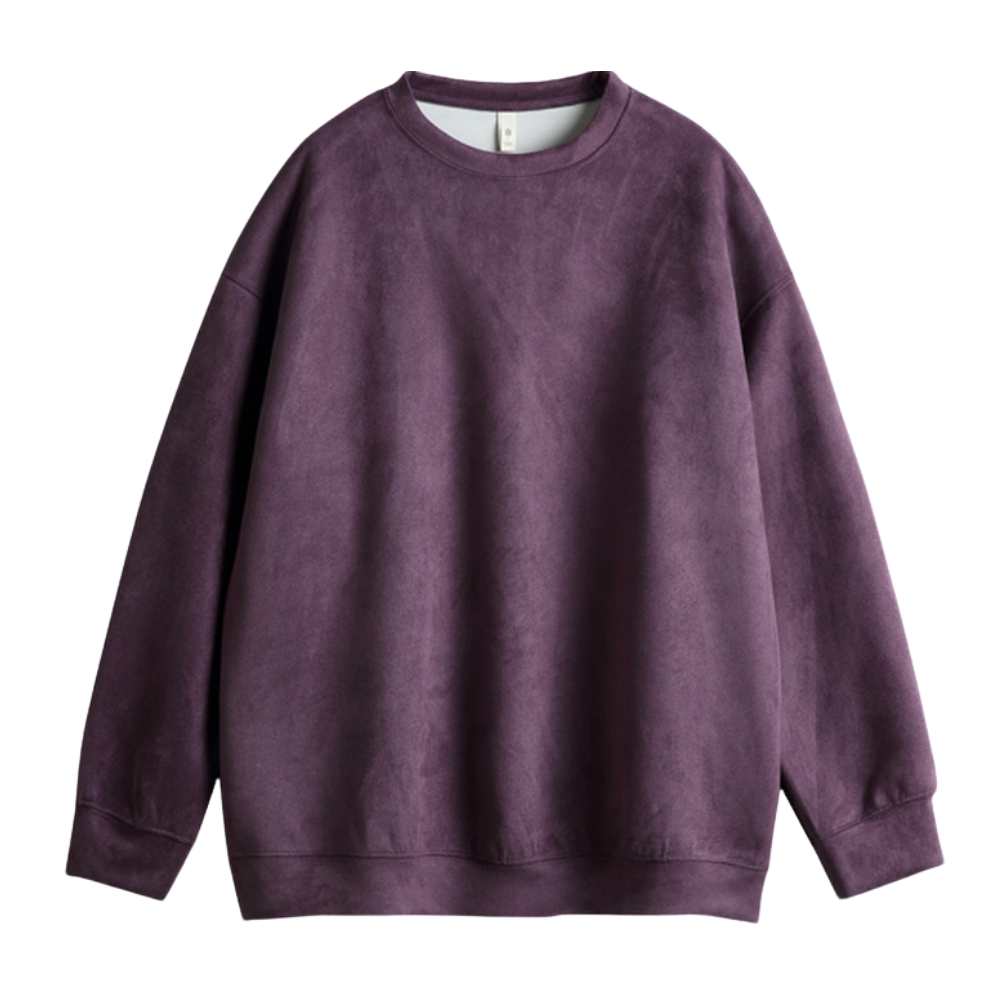 Solid Color Suede Sweatshirt