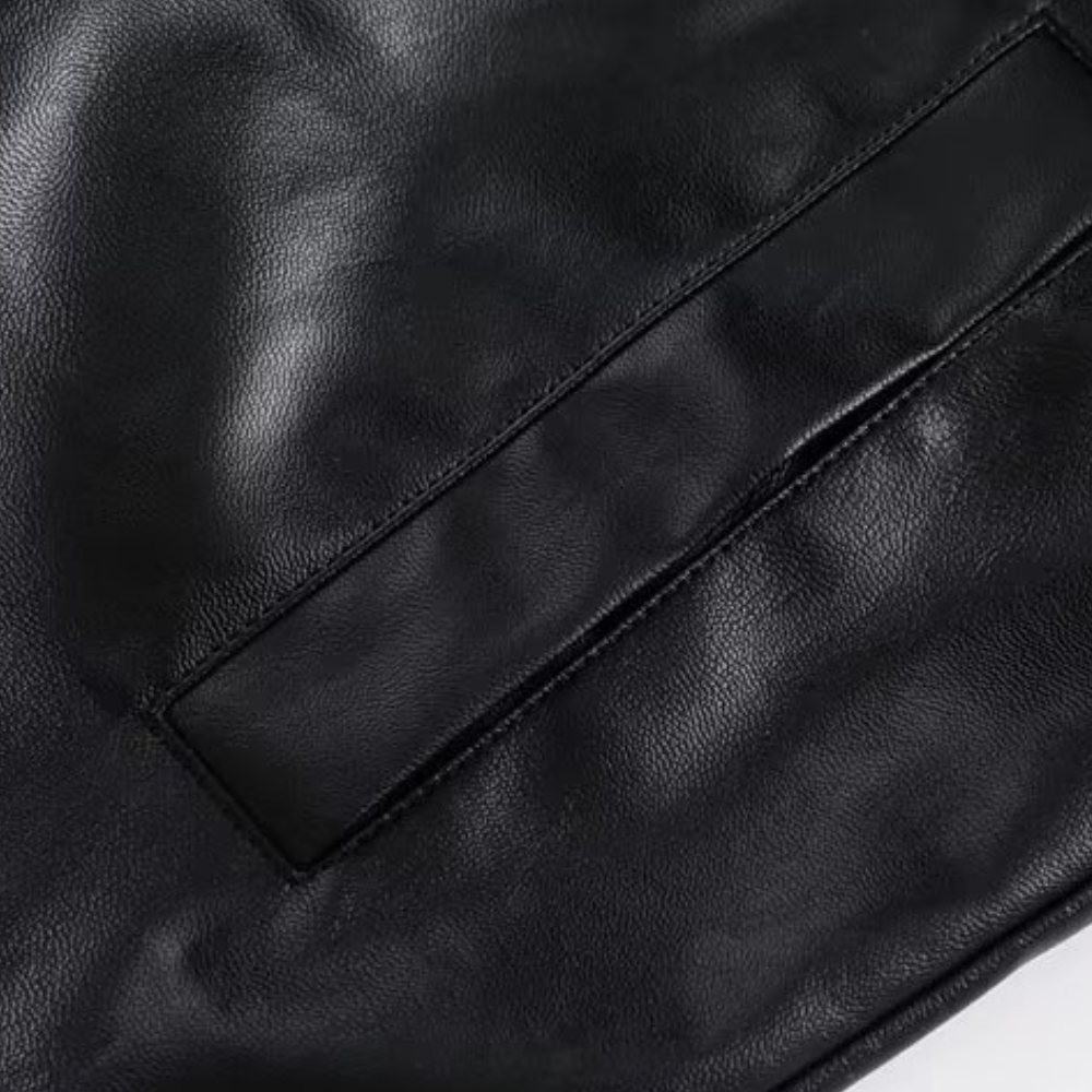 High Street Color Contrast Panel Leather Jacket