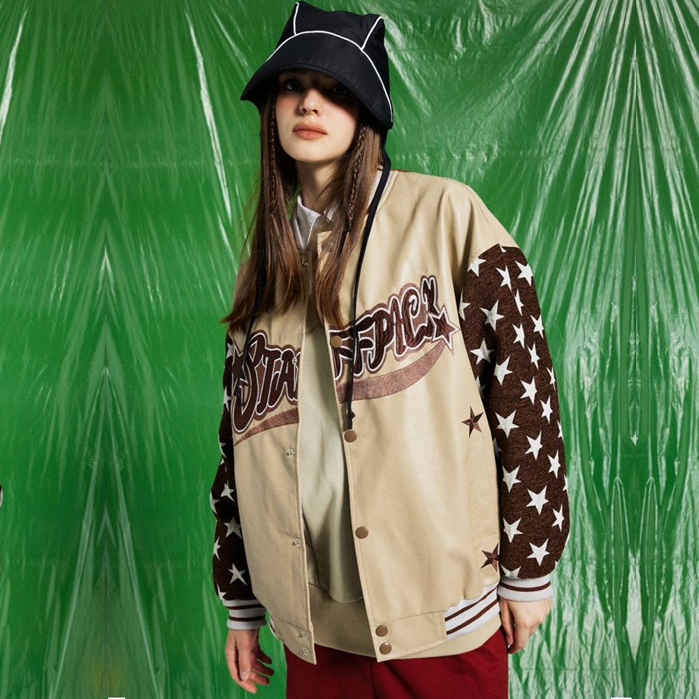 Street Star PU Stitching Varsity Jacket