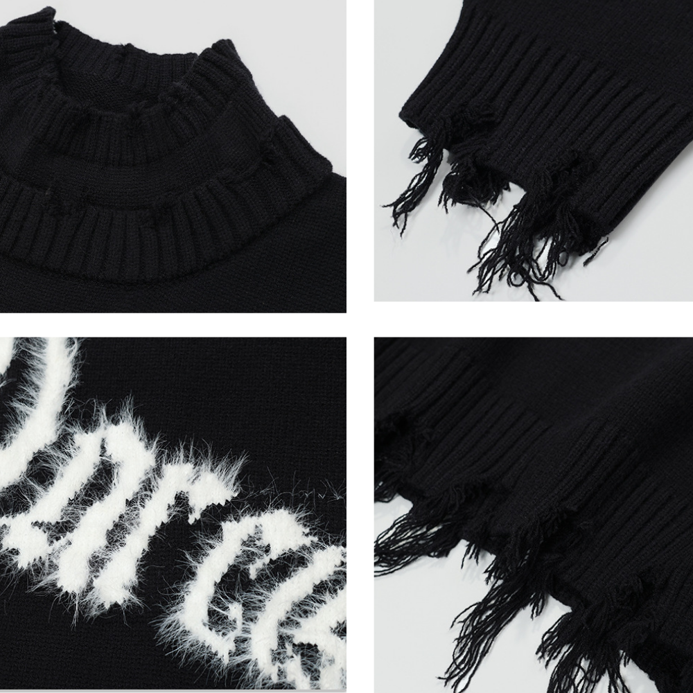 Moon Flocked Turtle Neck Sweater