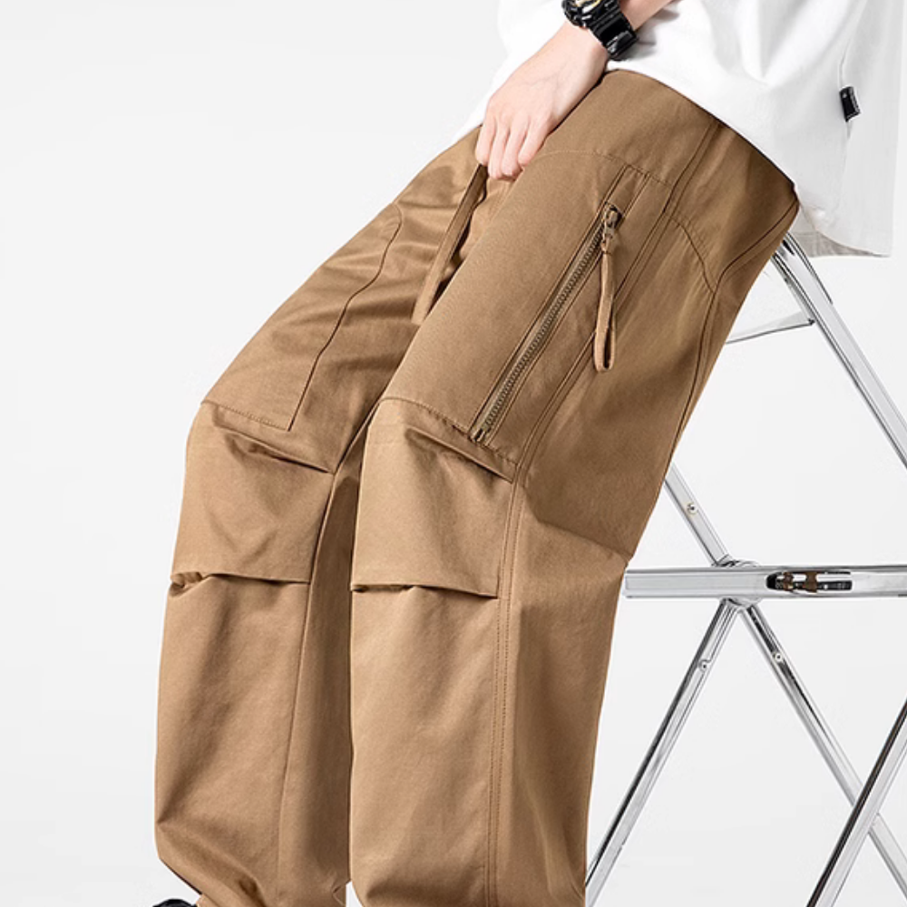 Japanese Zipper Pleated Pocket Cargo Pants