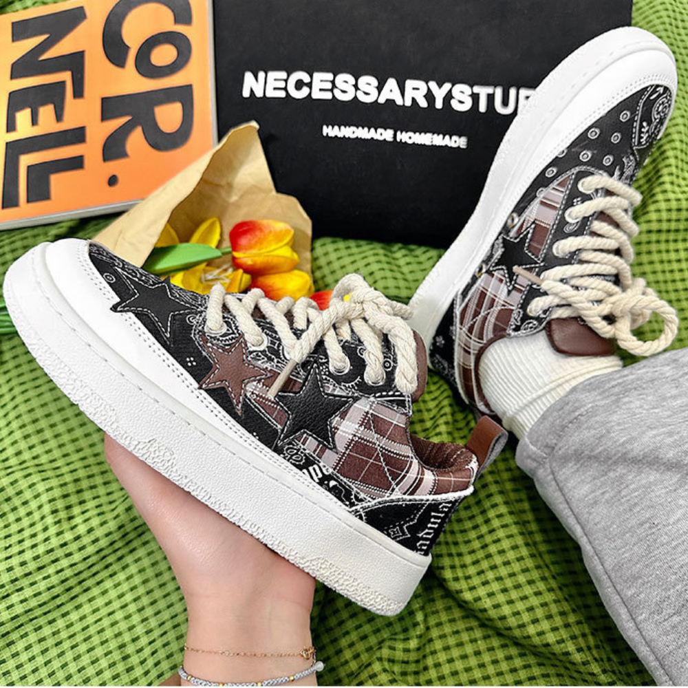 Retro Denim Patch Star Shoes