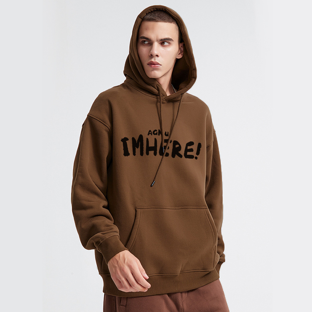 I am Here Letter Print Hoodie