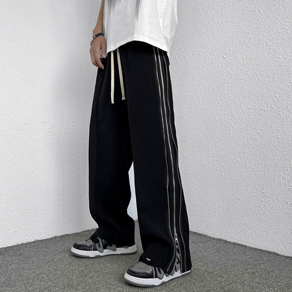 High street Straight Zipper Sweatpants