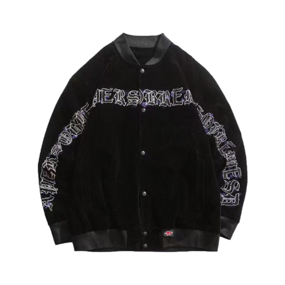 Vintage Letter Print Baseball Jacket