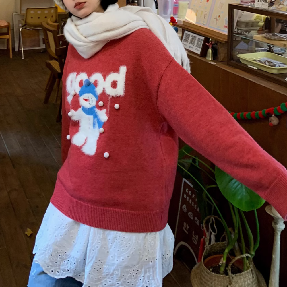 Women's Snowman Crew Neck Sweater